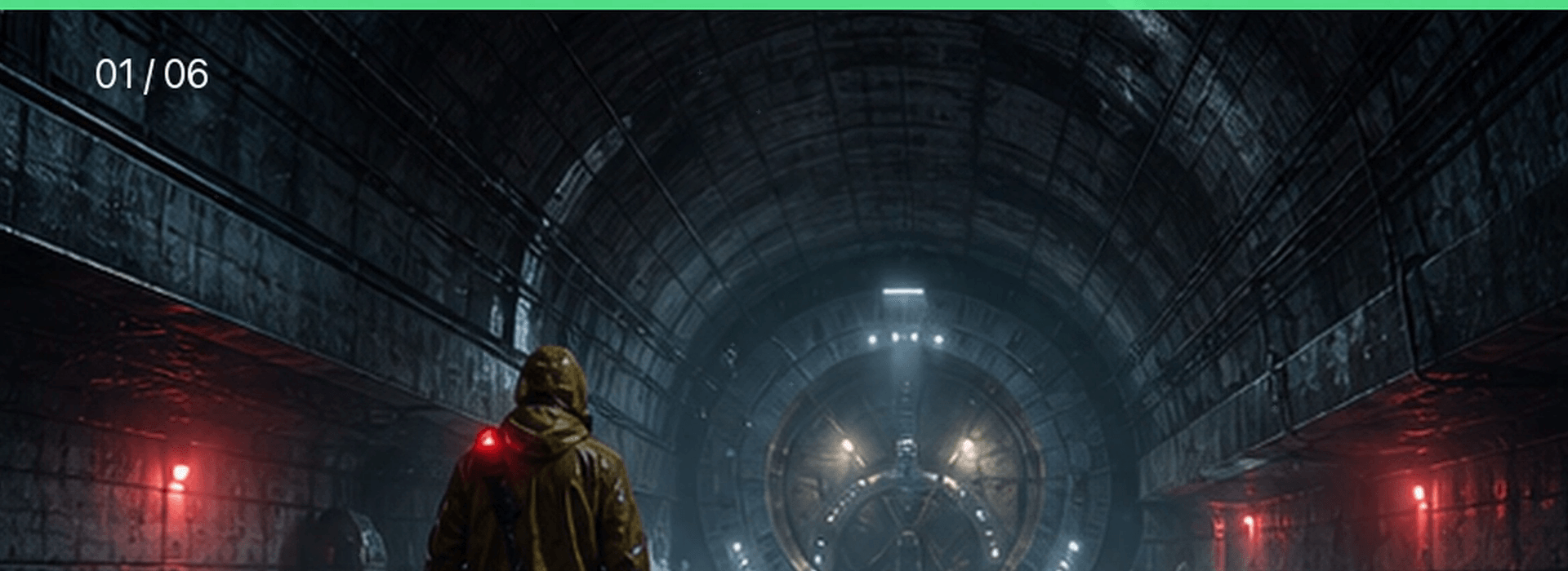 01 / Journey from The Seed Vault: Establish the flooded world, courier silhouette, and running clock.